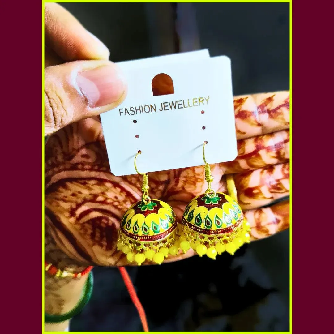 Vibrant Meenakari Jhumka Earrings