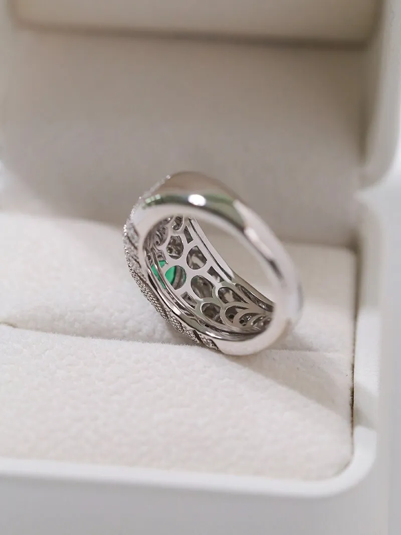 Vintage Heart-Shaped Emerald and Diamond Ring