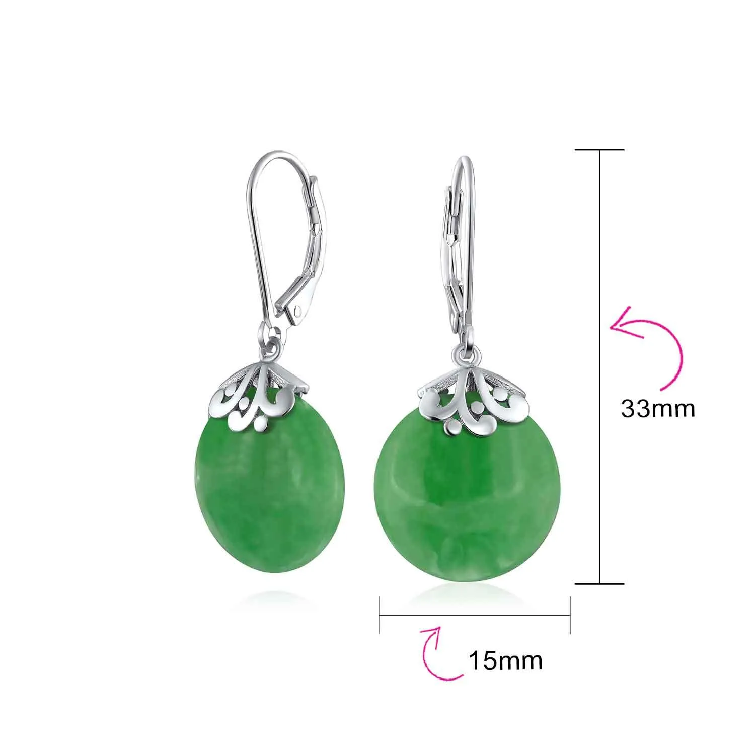 Western Filigree Lever Back Gemstone Disc Dangle Earrings in Sterling Silver