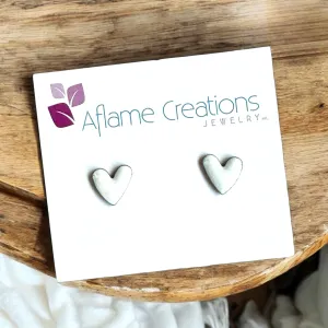 White Heart Stud Earrings