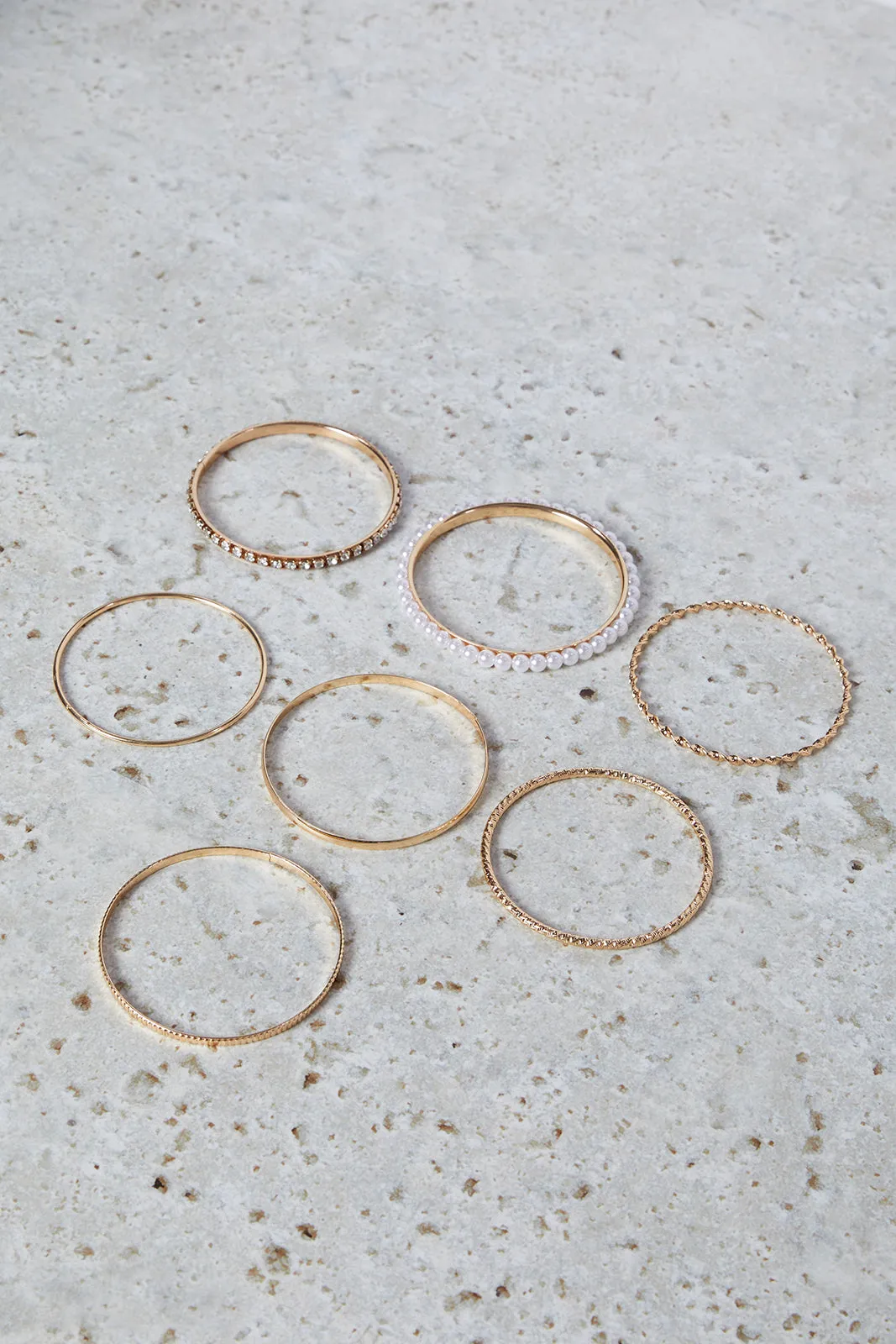 Women Gold Embellished Bracelet Set (Pack of 6)