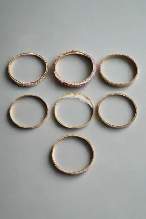 Women Gold Embellished Bracelet Set (Pack of 6)