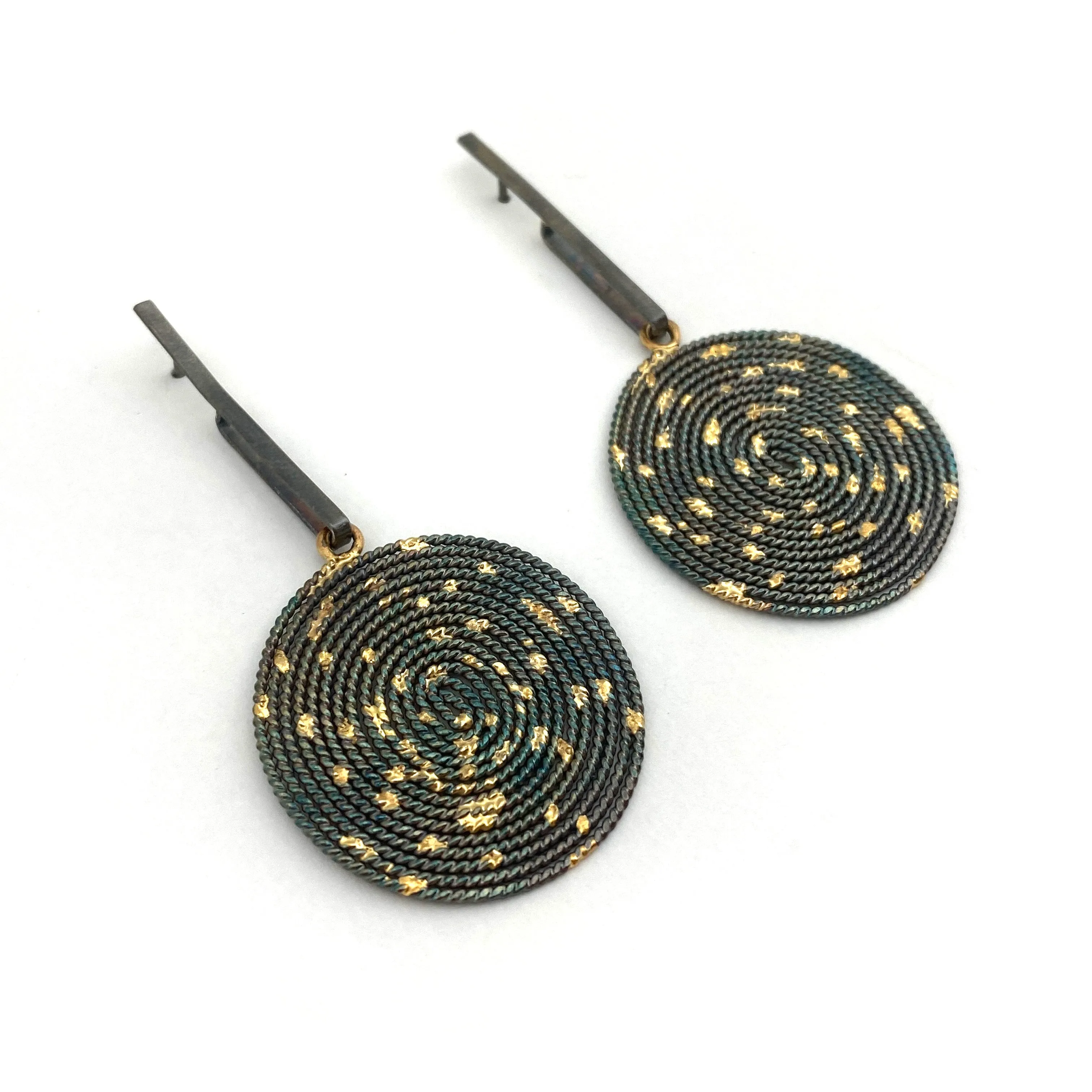 Woven Sterling Silver and Gold Drop Earrings