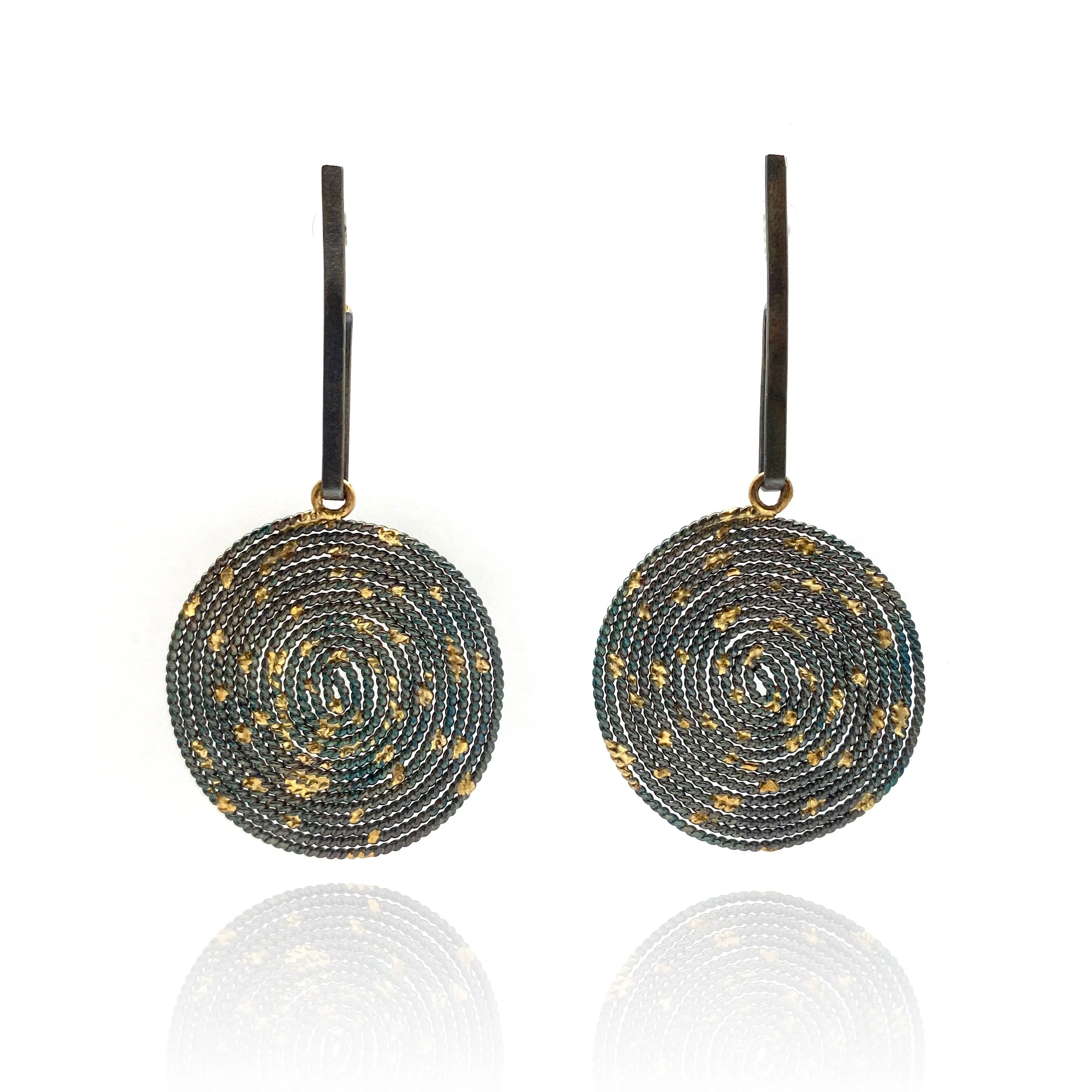 Woven Sterling Silver and Gold Drop Earrings