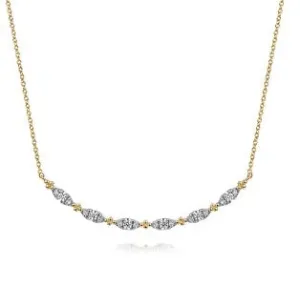 Yellow Gold Curved Bujukan Bar Diamond Necklace